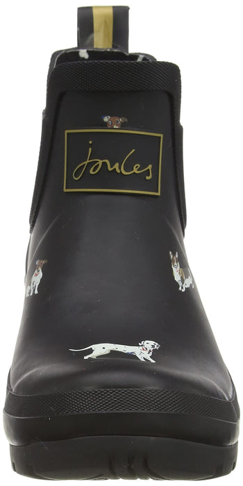Joules Women's Wellibob Black Dog Size 7 Short Height Rain Boot