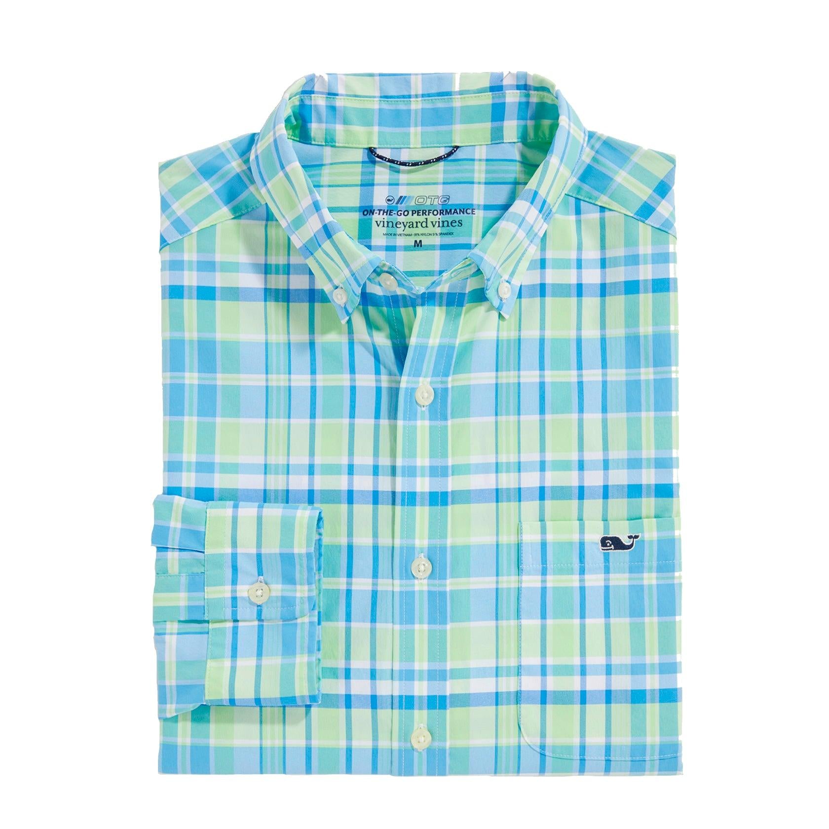 Vineyard Vines Men's Classic Fit Plaid On-The-Go Lightweight Button-Down Shirt
