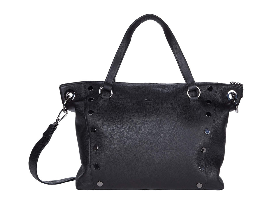 Hammitt Daniel Large Black/Gunmetal Leather Tote Bag