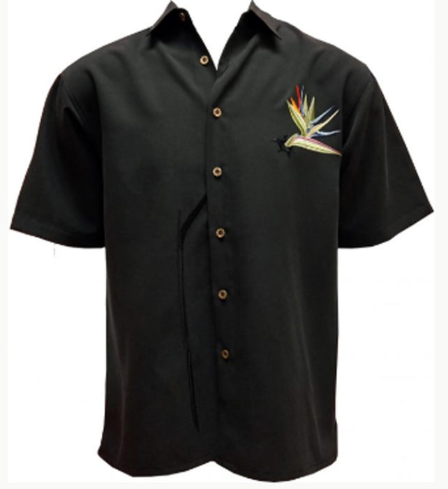 Bamboo Cay Mens XX-Large Black Blooming Bird of Paradise Rayon Shirt
