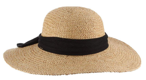 Scala Women's Amelia Crocheted Big Brim Packable Raffia Sunhat