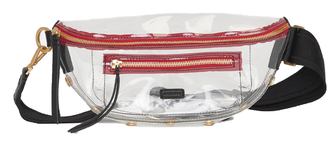 Hammitt Women's Clear Pewter/Brushed Gold Red Zipper Charles Crossbody Belt Bag