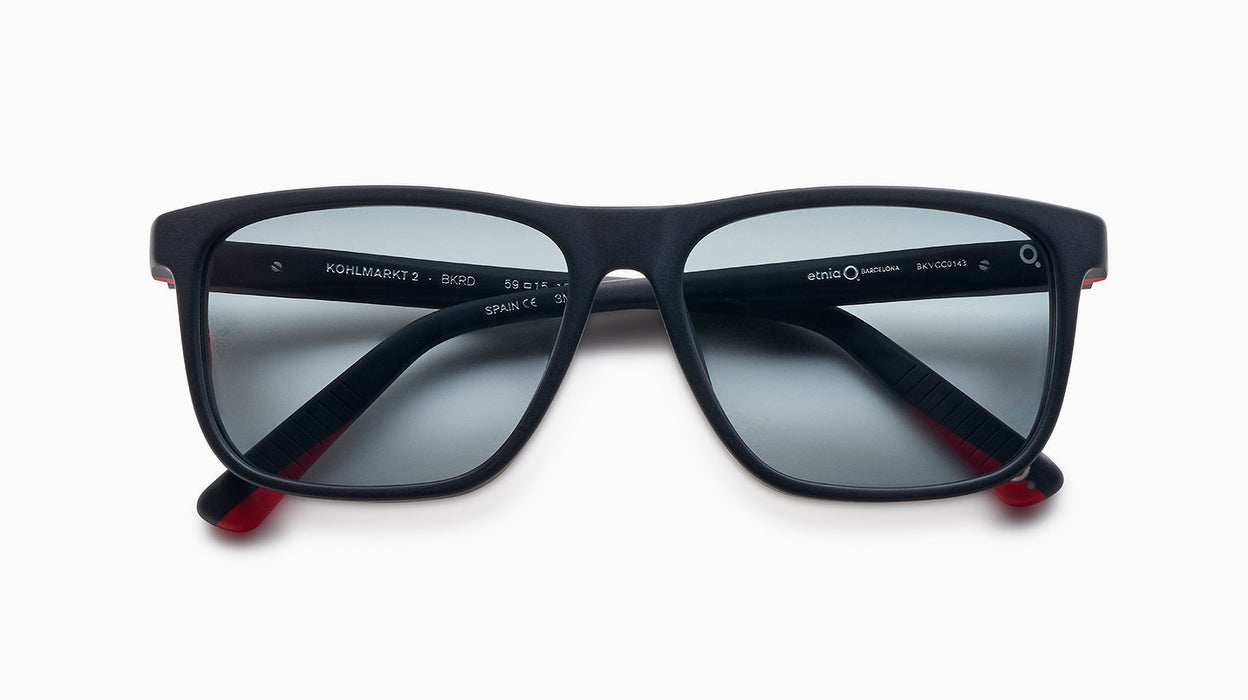 Etnia Barcelona Kohlmarket 2 Black Red With Grey Polarized HD Lens Sunglasses