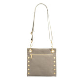 Hammitt Women's Tony Medium Leather Purse With Strap Pewter/Gold With Zipper