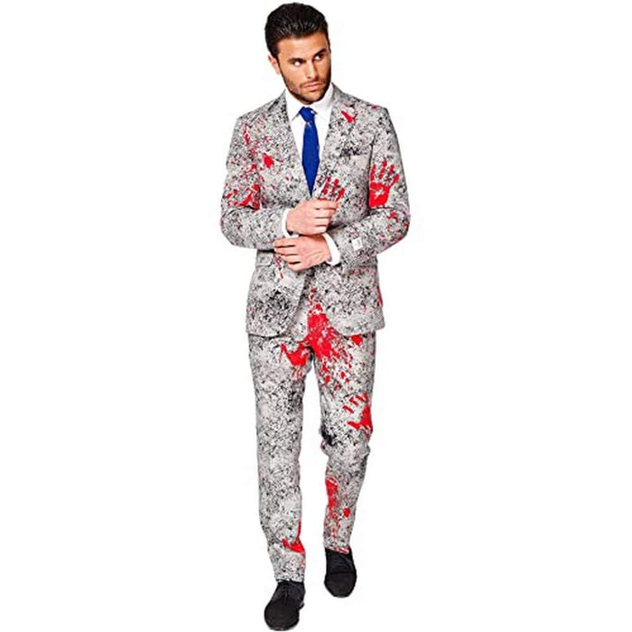 OppoSuits Men's Party Suit Size 46 Zombiac incl Long Sleeve Jacket & Tie & Pants