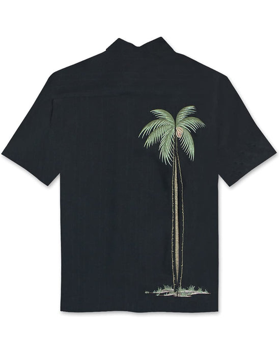 Bamboo Cay Men's Hidden Palm Camp Collar Embroidered Shirt