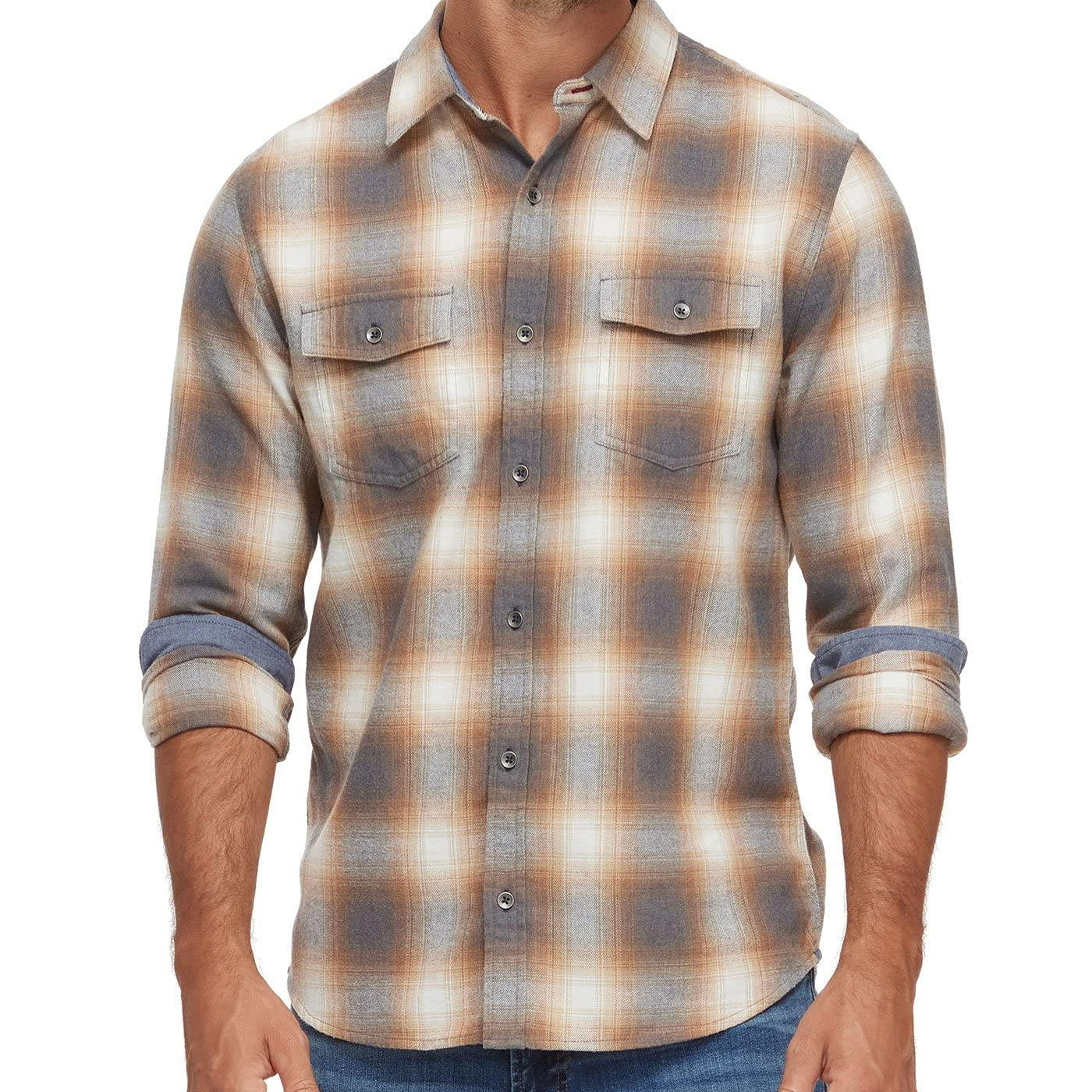 Flag & Anthem White/Tan/Grey Medium Henson Long Sleeve Button Down Shirt - Sports by Sager