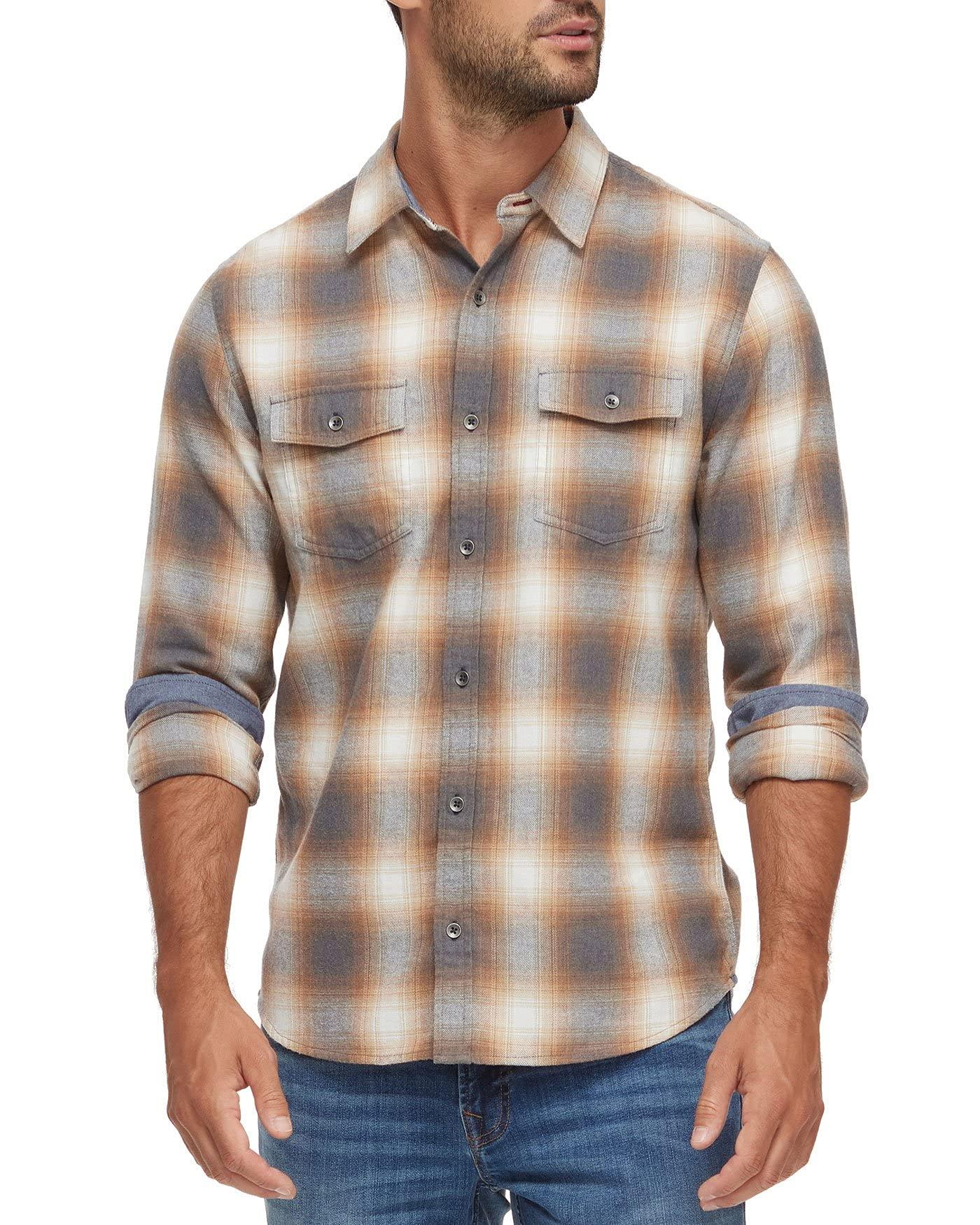 Flag & Anthem White/Tan/Grey Medium Henson Long Sleeve Button Down Shirt - Sports by Sager