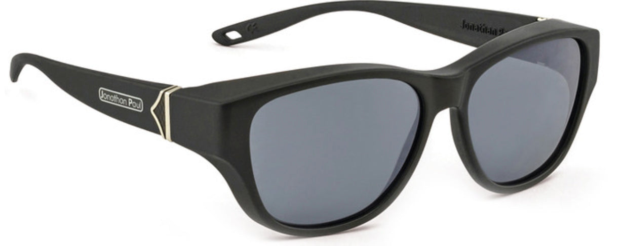 Jonathan Paul Fitovers Trendsetter Satin Black Polarized Gray Sunglasses