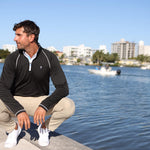 White Water Large Light Blue New Harbor Performance 1/4 Zip Pullover Shirt - Sports by Sager