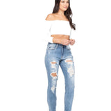 Judy Blue Jeans Women's Hi-Rise Boyfriend Destroyed Jeans