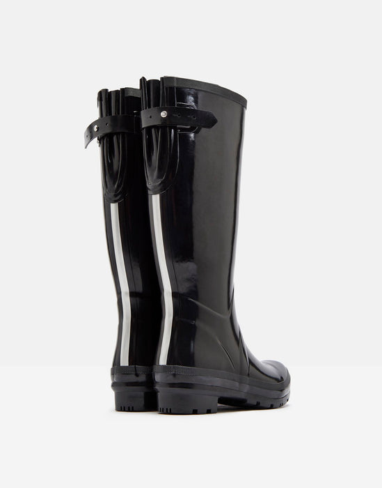 Joules Women's Field Welly Black Size 8 Tall Height Rain Boot