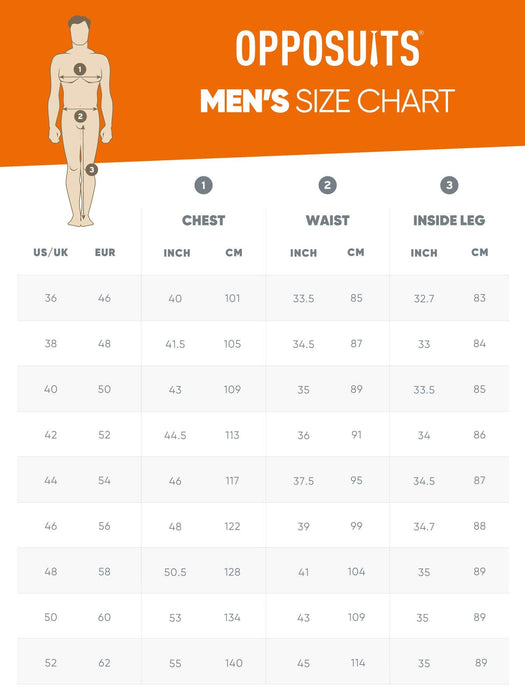 OppoSuits Men's Party Suit Size 46 Zombiac incl Long Sleeve Jacket & Tie & Pants