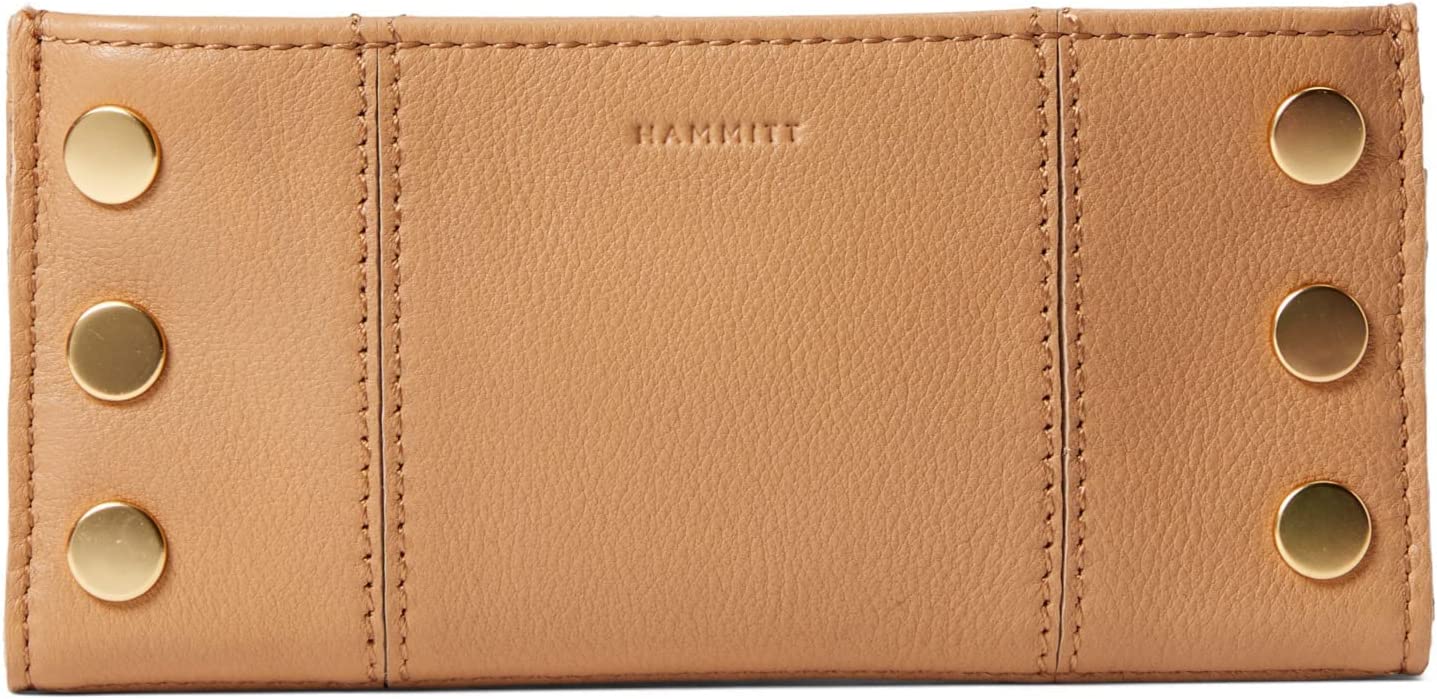 Hammitt Women's 110 North Folding Leather Wallet Toast Tan/Brushed Gold With Zipper