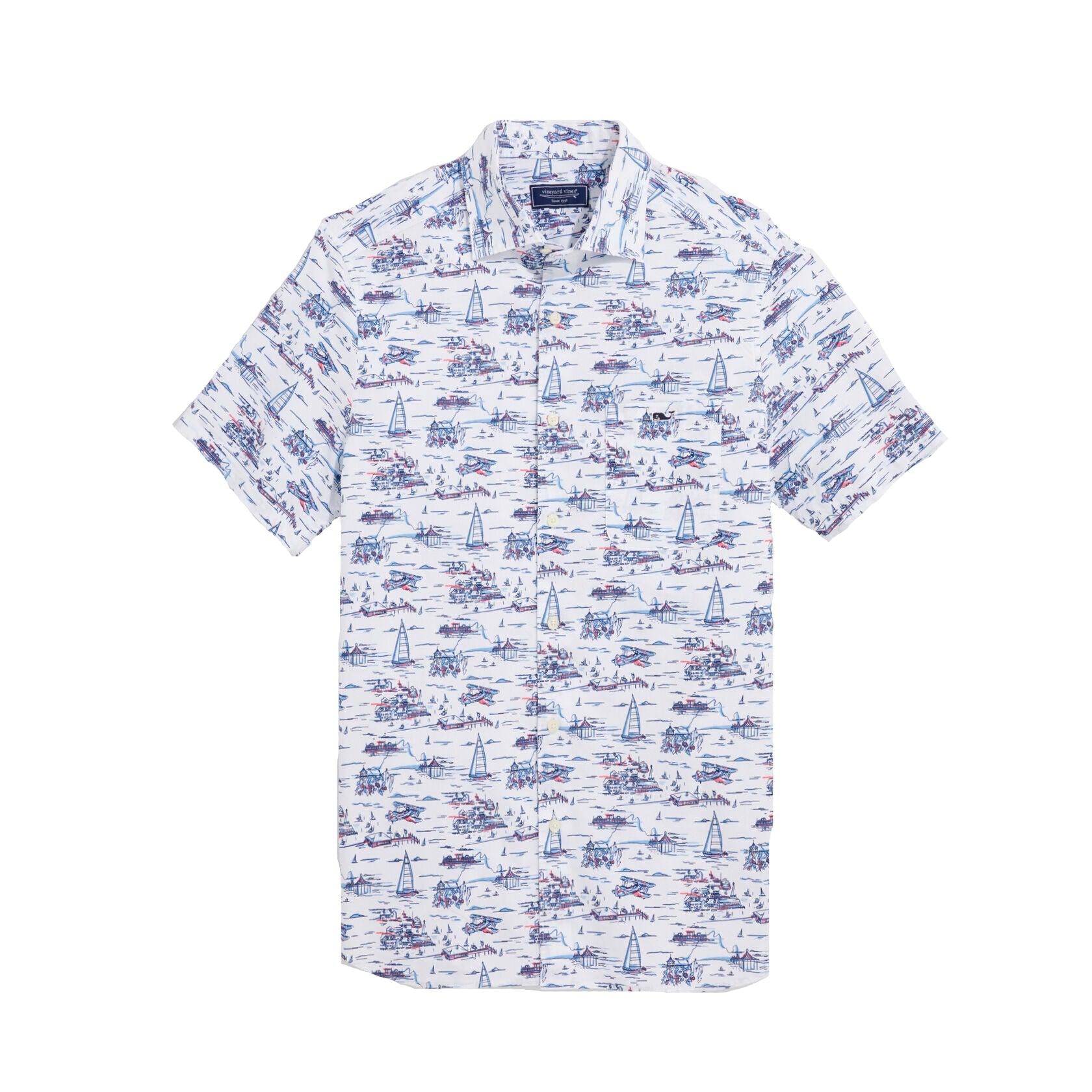 Vineyard Vines Men's Short Sleeve Edgartown Scenic Printed Shirt
