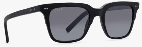 DIFF Eyewear Billie Matte Black + Blue Gradient Flash Polarized Lens Sunglasses