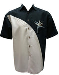 Bamboo Cay Men's Crescent BOP, Tropical Style Embroidered Camp Shirt, 3XL, Black