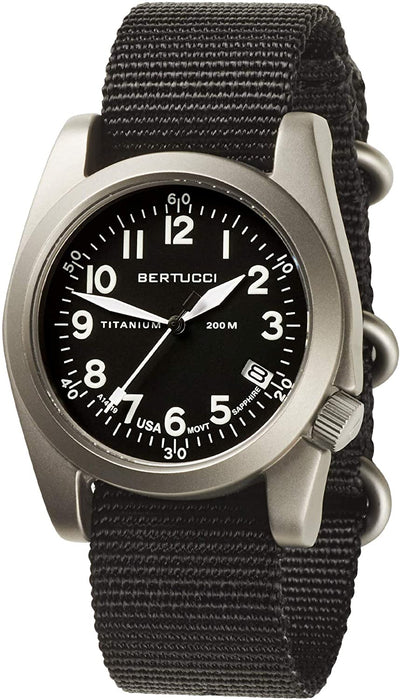 Bertucci A-11T Americana Black Nylon Strap 42mm Titanium Dial Field Watch