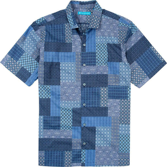Tori Richard Lisbon Tiles Navy Large Tall Short Sleeve Hawaiian Shirt