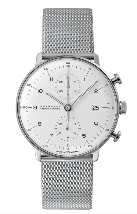 Junghans Men's Max Bill Chronoscope Stainless Steel Mesh Band Automatic Analog Watch 27/4003.44