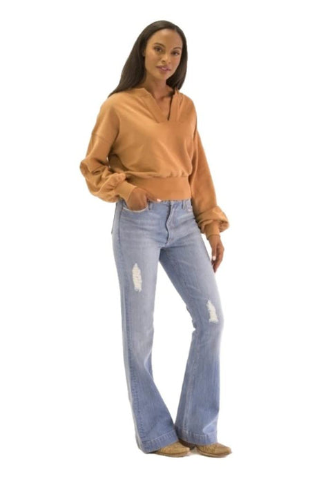 Kimes Ranch Women's Jennifer Sugar Fade 12W x 34L Flare Hem Blue Jeans