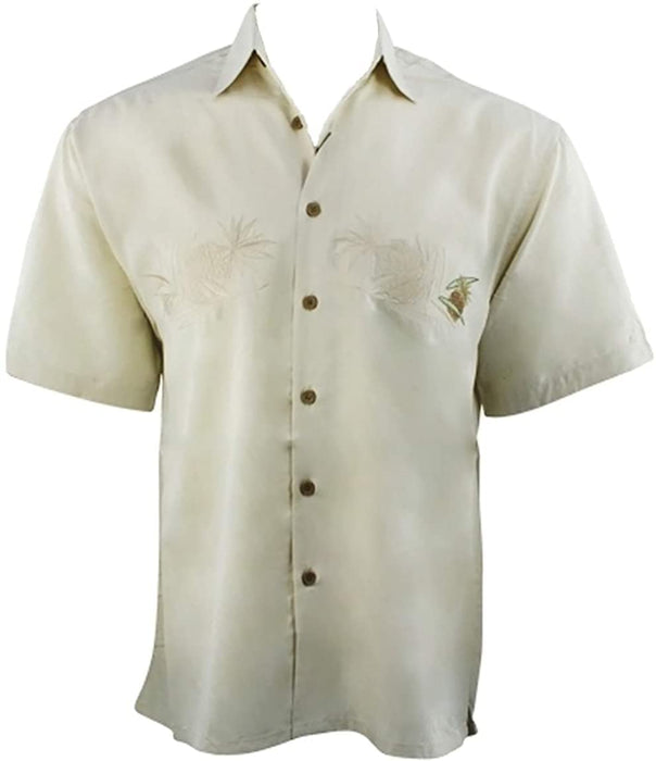 Bamboo Cay Men's Lonely PineappleCamp Collar Embroidered Shirt