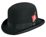 Scala Men's Furlong Wool Felt and Grosgrain Trim Derby Bowler Hat