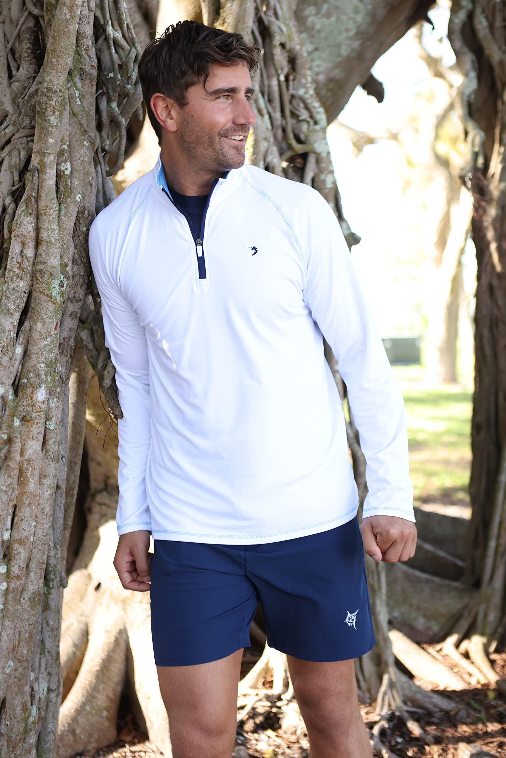 White Water Medium Navy Montauk Performance Breathable 1/4 Zip Pullover Shirt - Sports by Sager