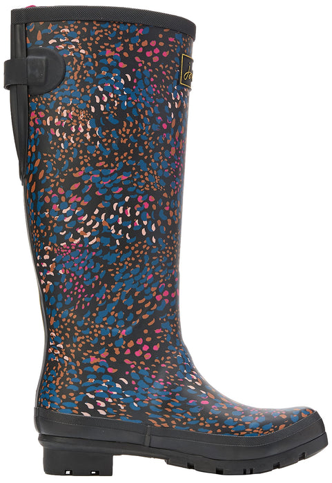 Joules Women's Welly Print Black Speckle Size 6 Knee High Rain Boot