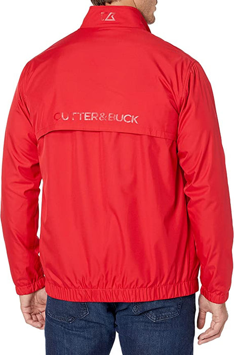 Cutter & Buck Men's Nine Iron Twill Breathable Vented Back Full Zip Water Resistant Jacket (Red - Large)