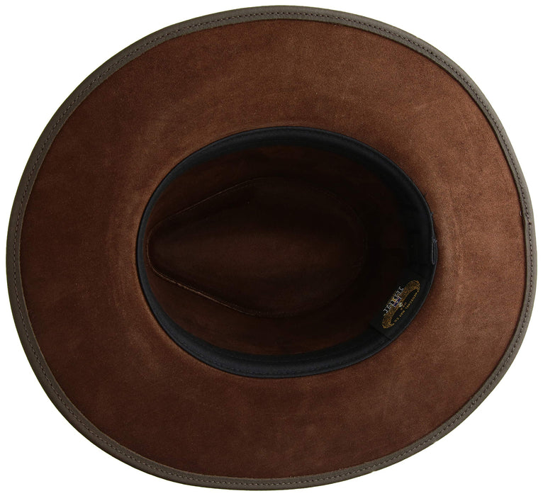 Henschel Chocolate Large Dude Dakota Leather Hat w Conchos & Tie-Back Band