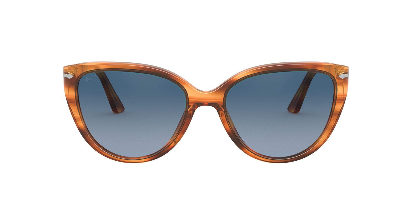 Persol Women's PO3251S Striped Brown with Azure Gradient Blue Sunglasses