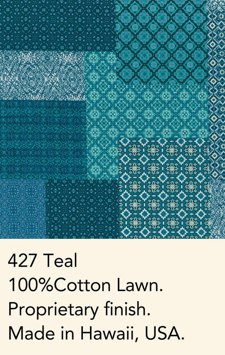 Tori Richard Lisbon Tiles Teal X-Large Short Sleeve Hawaiian Shirt