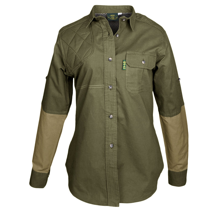 TAG Safari Clay Bird Shirt for Women - L-Sleeve - Khaki-Moss