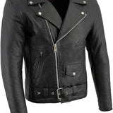 Milwaukee Leather Men's LKM1781 Black Police Style Leather Motorcycle Jacket