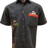 Bamboo Cay Merry Christmas Shirt Men Short Sleeve Embroidered Button-Down Shirts