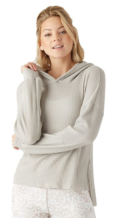 Waffle-Knit Cashmere Hooded Pullover