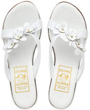 Island Slipper Women's White Leather Flower Slide Wedge Size 6 Sandals