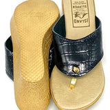 Island Slipper Women's Embossed Leather Vamp Thong Size 7 Sandals