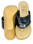 Island Slipper Women's Embossed Leather Vamp Thong Size 7 Sandals