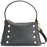 Hammitt Bryant Medium 2 Leather Tote Black/Brushed Gold Red Zip