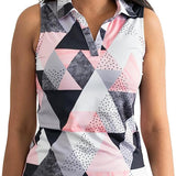 Yatta Golf Womens Standout Performance Sleeveless V-Neck Golf Polo Shirt