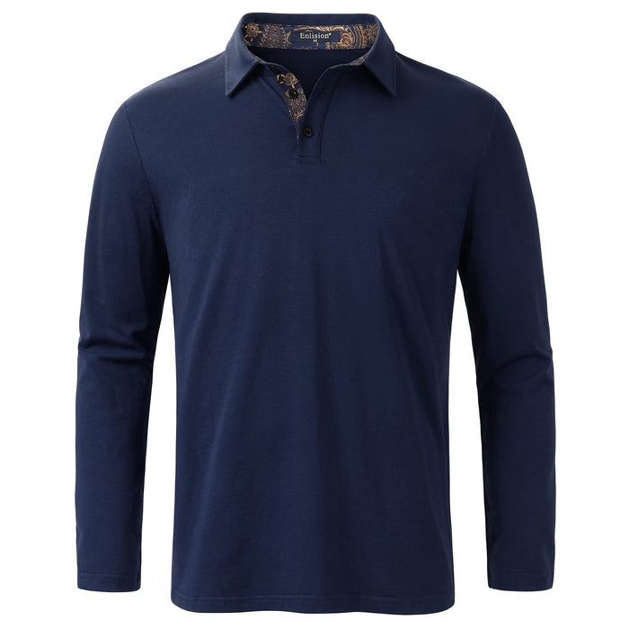 Enlision Long Sleeve Polo Shirts for Men Slim Fit Men's Cotton