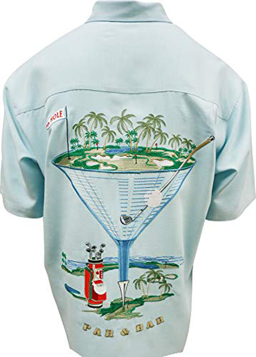 Bamboo Cay Mens X-Large Aqua Par And Bar Rayon Shirt