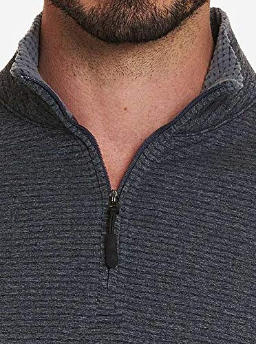 Robert Graham Men's Gareth Knit Medium Grey 1/4 Zip Pullover Shirt