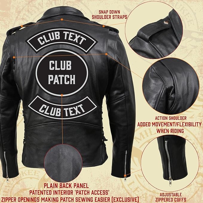 Milwaukee Leather Men's SH1001 Black Classic Brando Leather Motorcycle Jacket