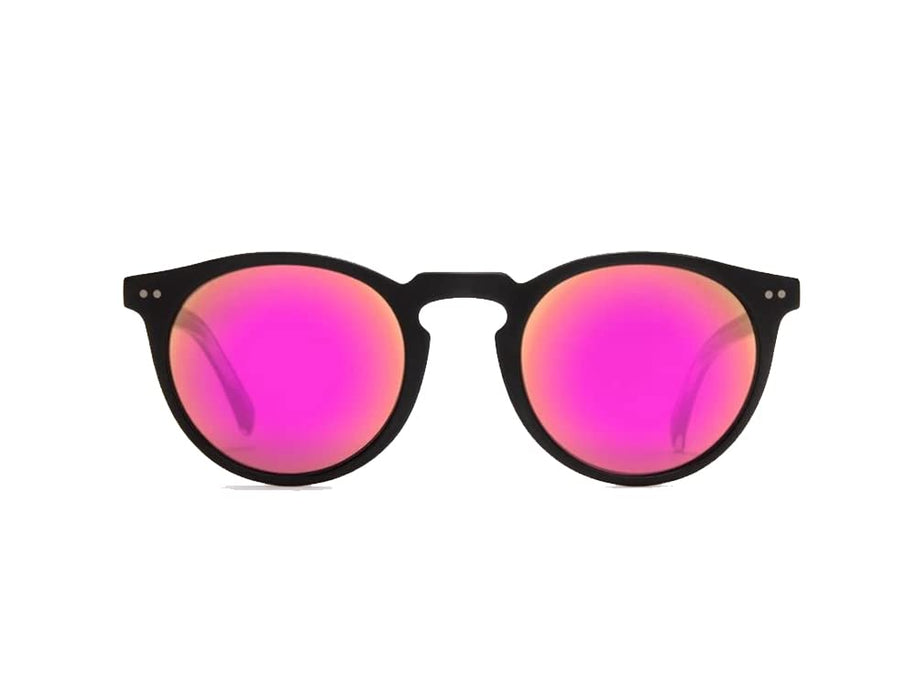 Otis Eyewear Omar Satin Black Clear Mirror Pink Mineral Lens Sunglasses