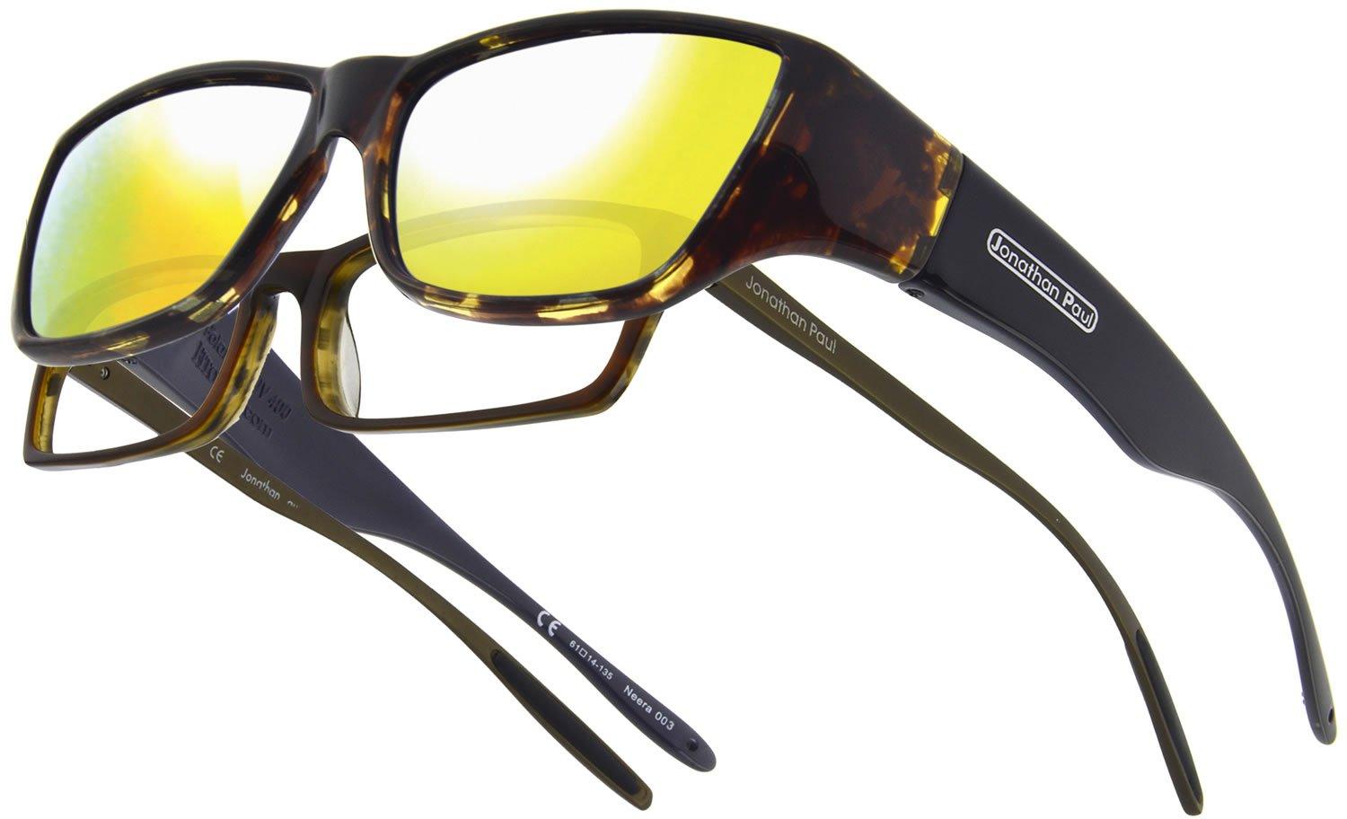 Jonathan Paul Fitovers Large Neera Leopard Black Polar Gold Mirror Sunglasses - Sports by Sager