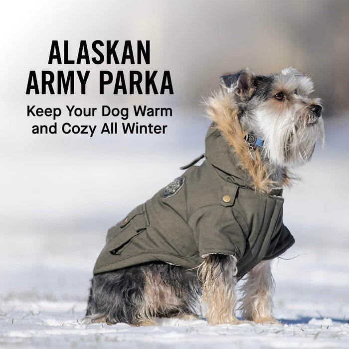 Canada Pooch Alaskan Army Parka Size 26 Army Green Insulated Dog Coat