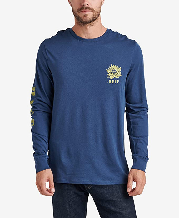 Reef Mens Blues/Insignia Blue Size Medium Long Sleeve Graphic T-Shirt